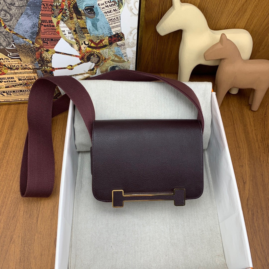 Hermès Geta Rouge Sellier  Chevre Gold Hardware