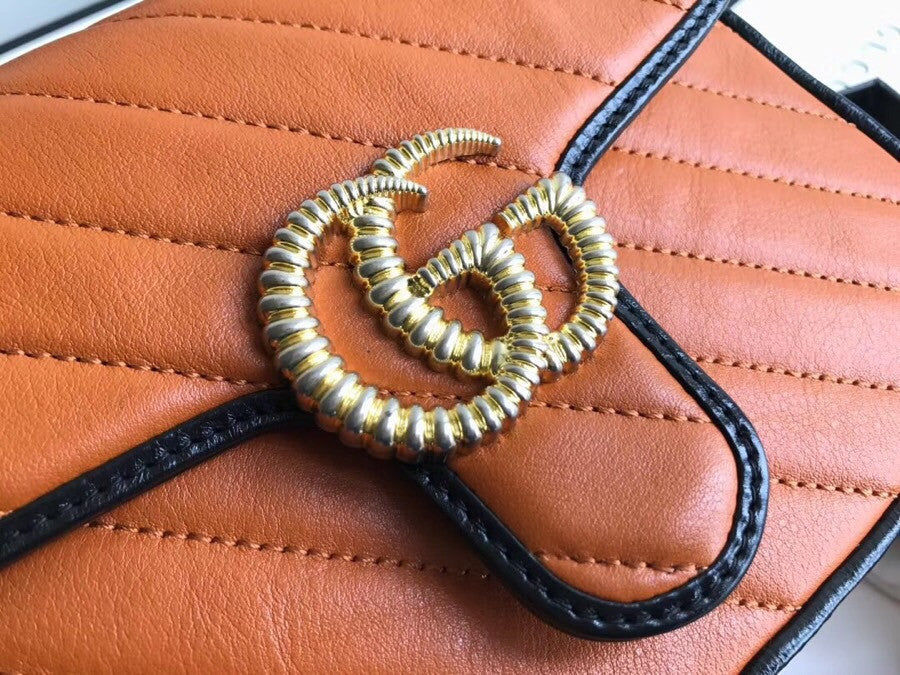 Gucci GG Marmont small top handle bag Cognac Leather
