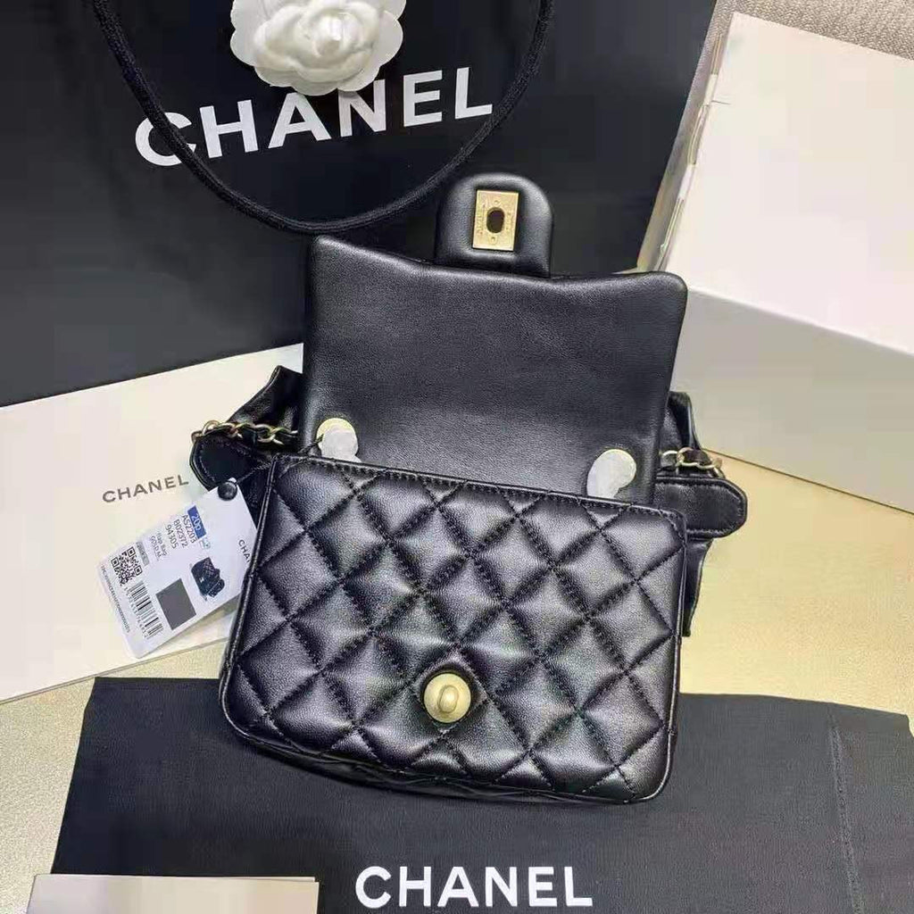 Chanel Small Flap Bag With Bow Strap Black