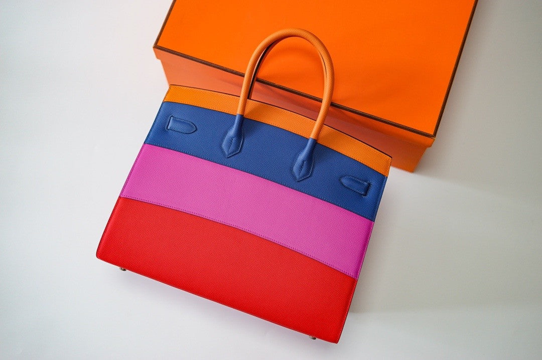 HERMÈS SUNSET RAINBOW SELLIER BIRKIN 35CM IN EPSOM LEATHER WITH PALLADIUM HARDWARE