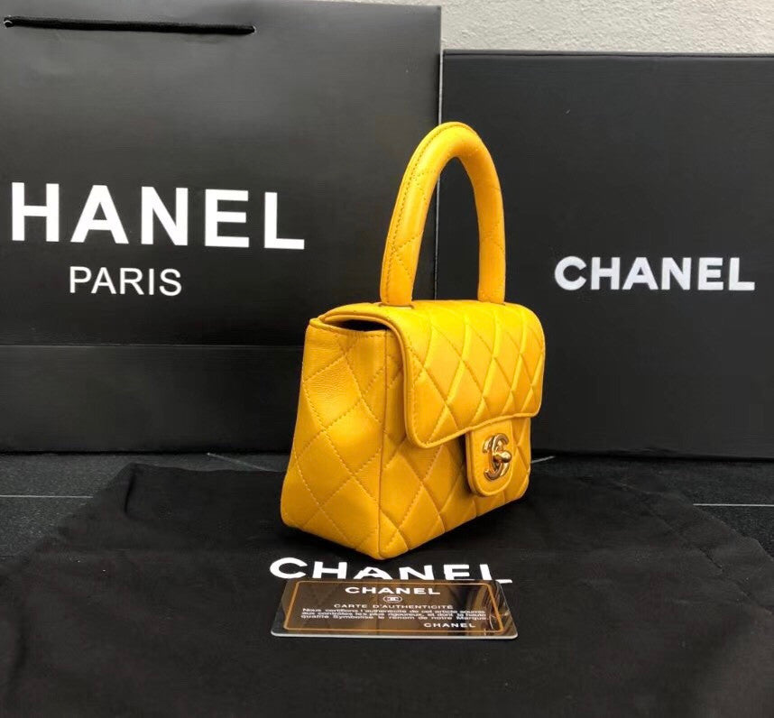 Chanel vintage duo flap bag Yellow