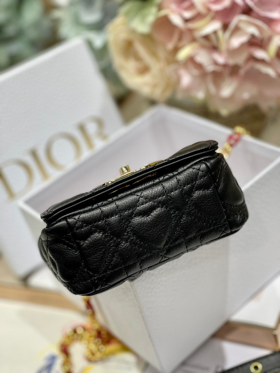Christian Dior MICRO DIOR CARO BAG Black Supple Cannage Calfskin