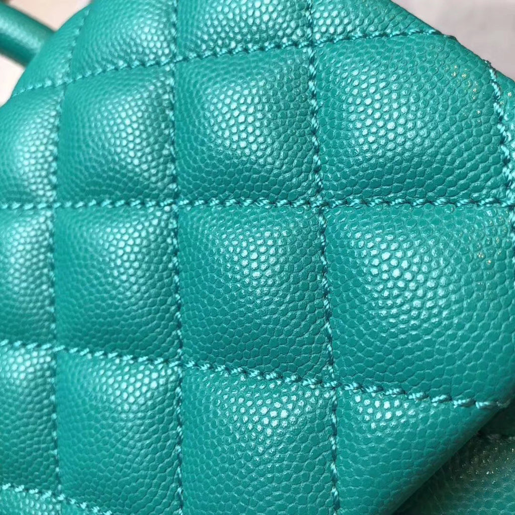 Chanel Small Coco Handle Bag in Calfskin Handle Green