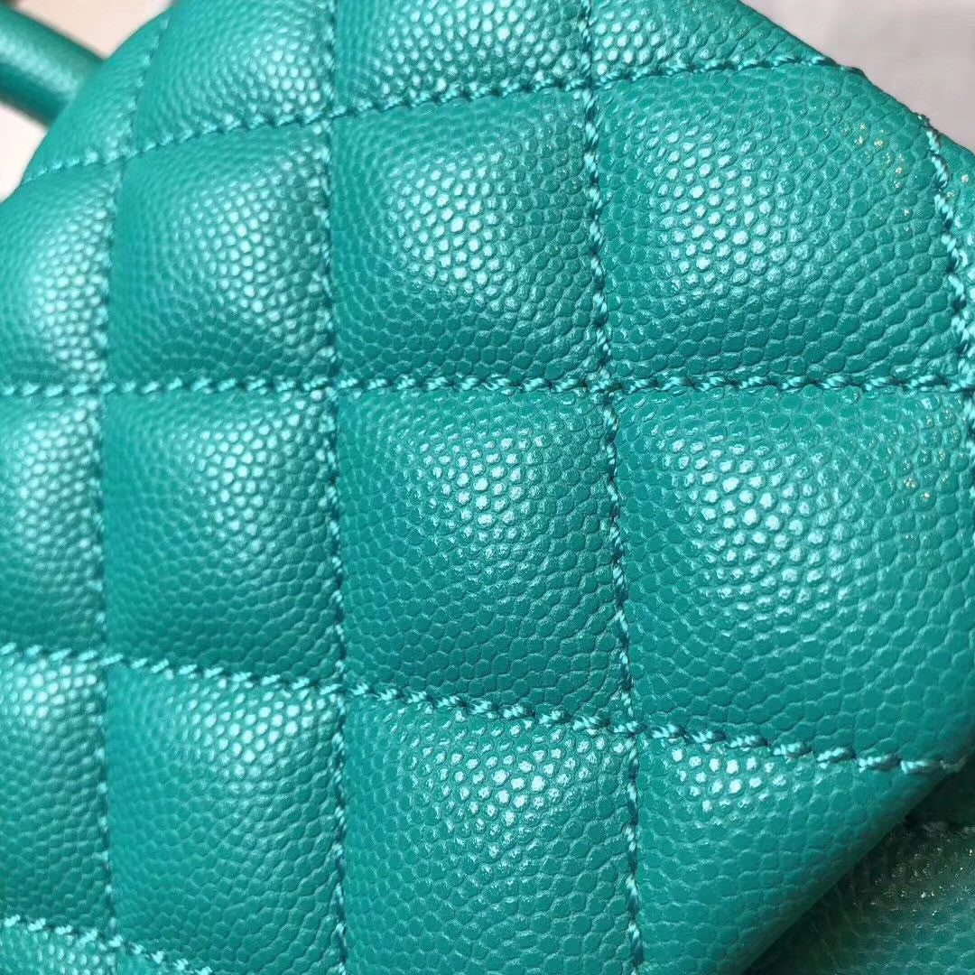 Chanel Small Coco Handle Bag in Calfskin Handle Green