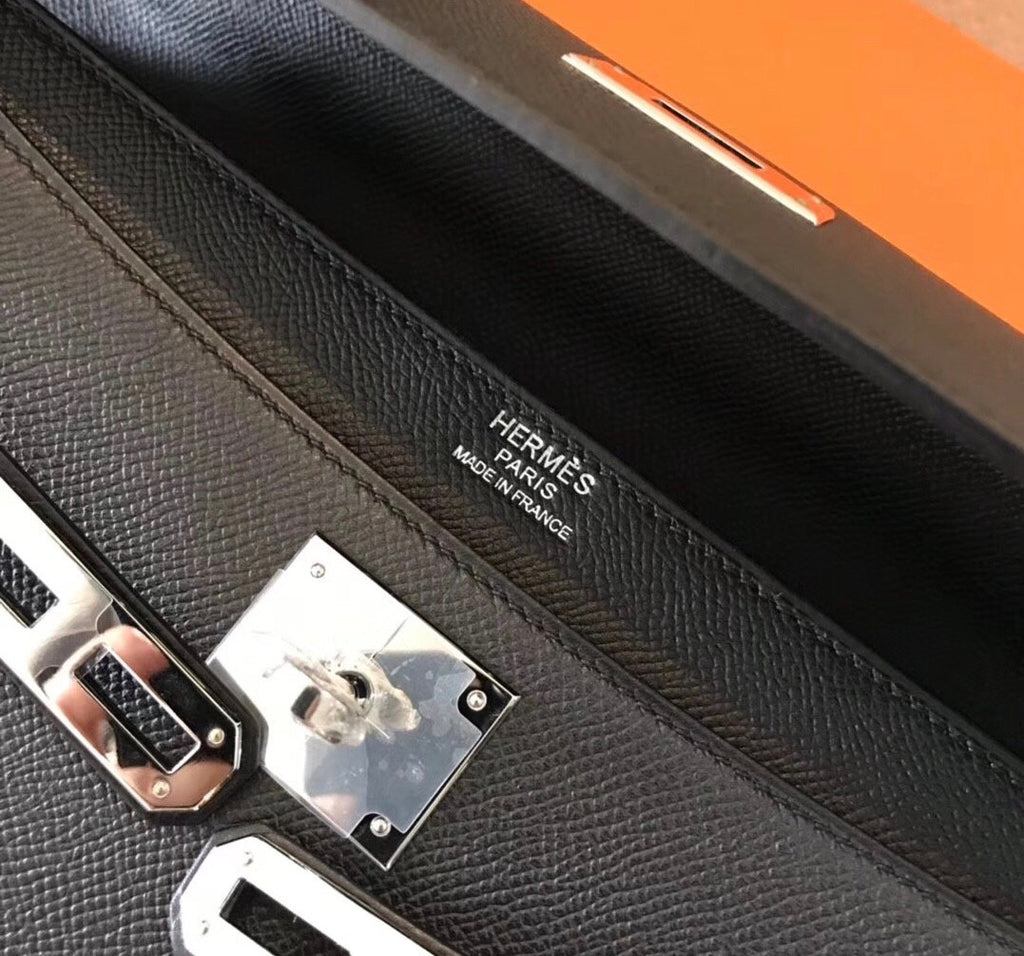 Hermes Kelly Depeche 38 Briefcase in Black with Palladium Hardware