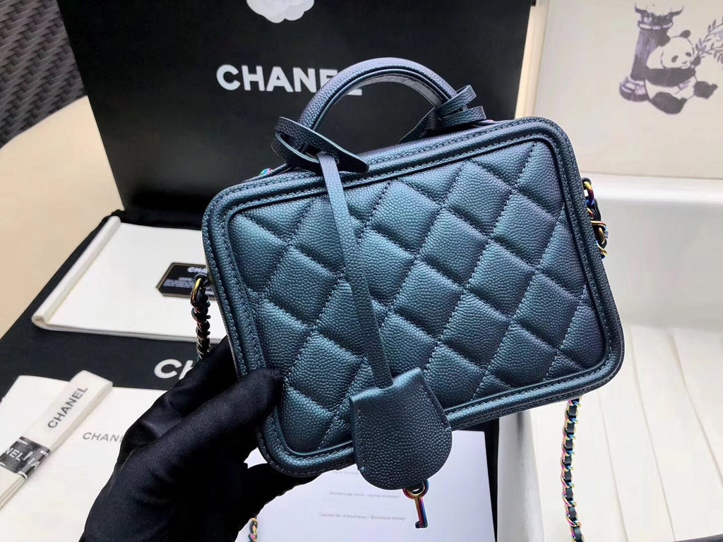 Chanel Medium Vanity Case With Iridescent Metal A93343