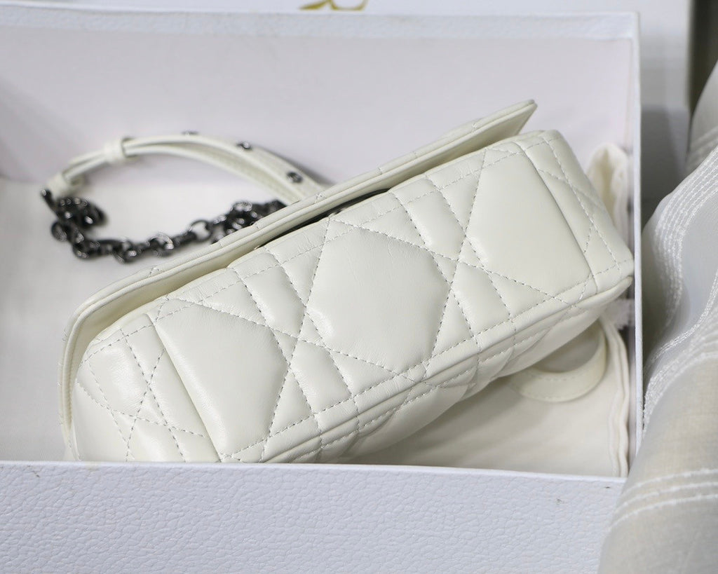 Christian Dior SMALL DIOR CARO BAG Latte Quilted Macrocannage Calfskin