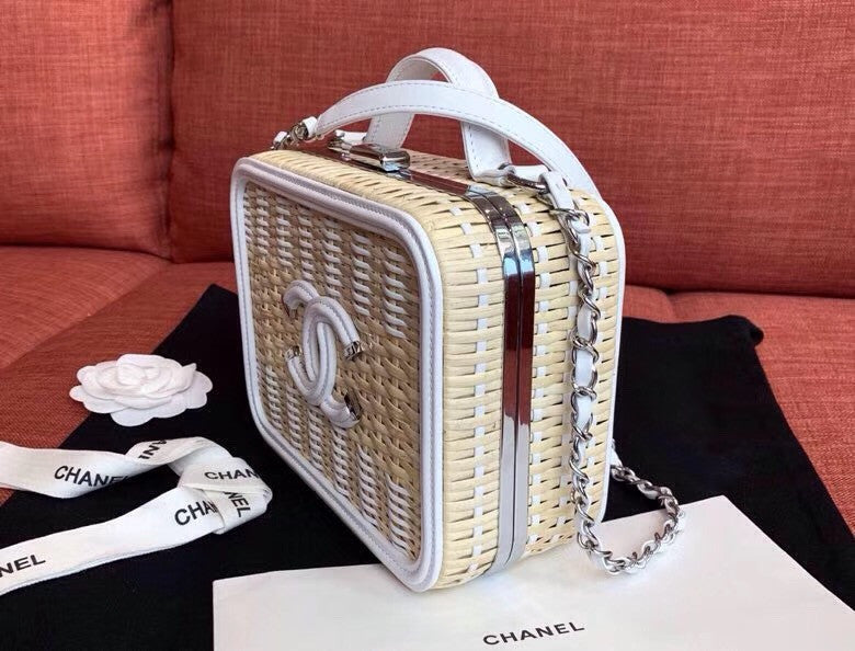 Chanel  Rattan Vanity Case White