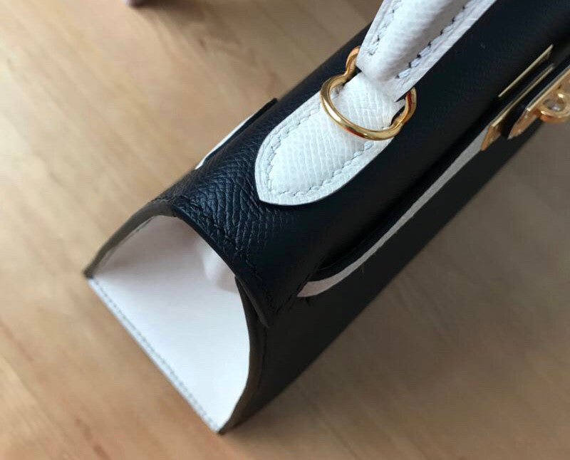 Hermes Special Order Black/ Craie Kelly 25 cm Epsom Gold Hardware