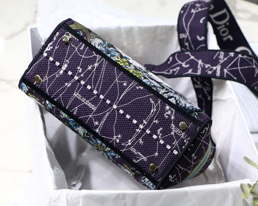 Christian Dior MEDIUM LADY D-LITE BAG Blue Dior Constellation Embroidery