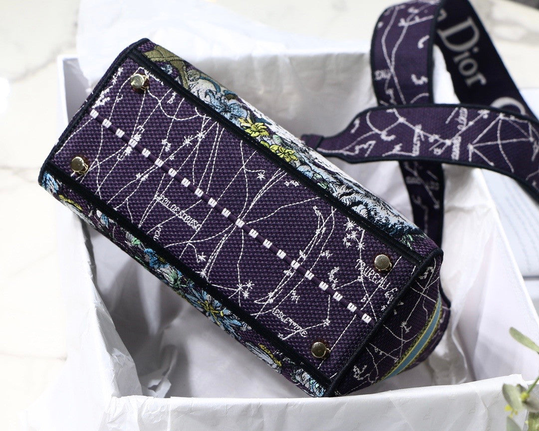 Christian Dior MEDIUM LADY D-LITE BAG Blue Dior Constellation Embroidery