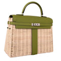 Hermes Limited Edition CK61 Green Picnic Kelly 35 Wicker Palladium Hardware