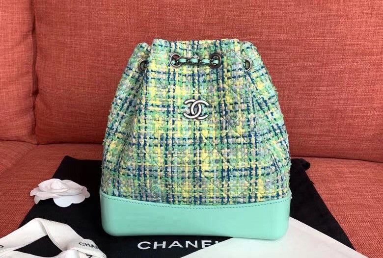 CHANEL'S GABRIELLE Green Tweed Small Backpack