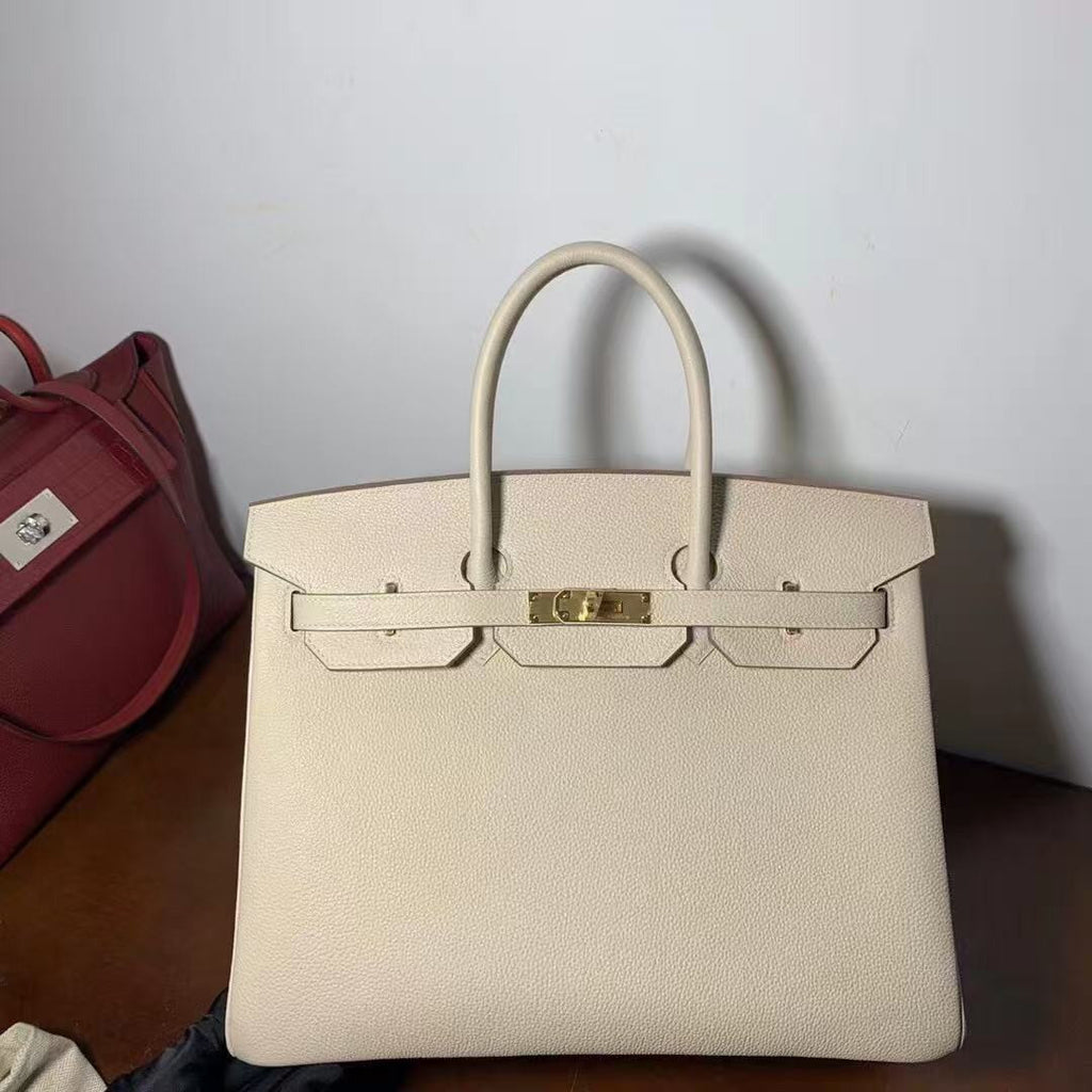 Hermès  10 craie Birkin 35  Togo Leather Gold Hardware