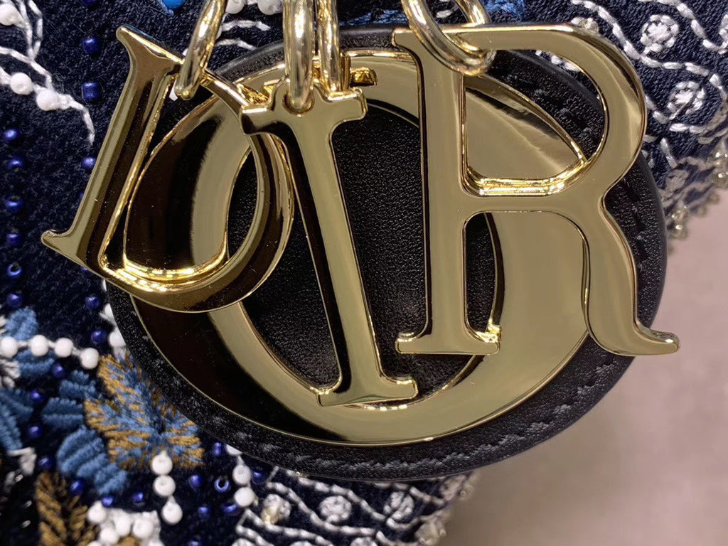 Christian Dior STARS LADY DIOR MEDIUM TAROT BEADED CANVAS BAG