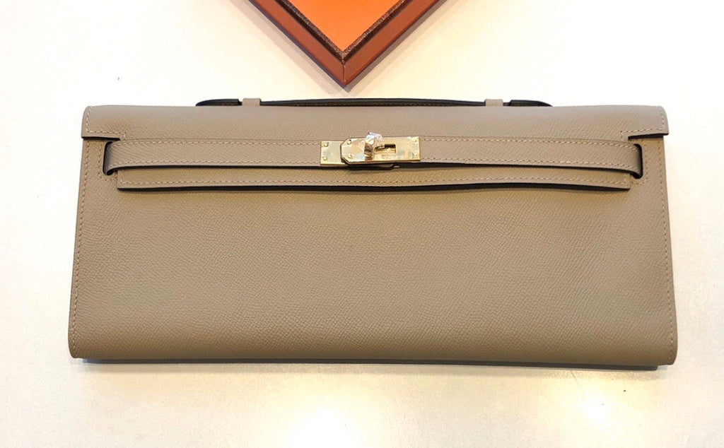 HERMES KELLY CUT CLUTCH BAG TRENCH EPSOM GOLD HARDWARE