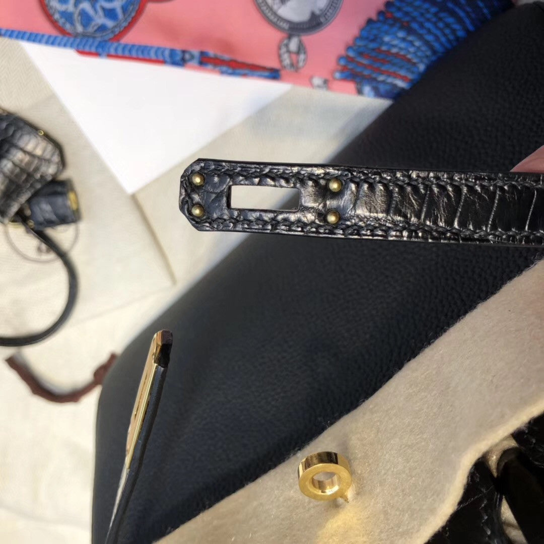 Hermes Birkin 30 Bag Limited Edition Patchwork Black Alligator