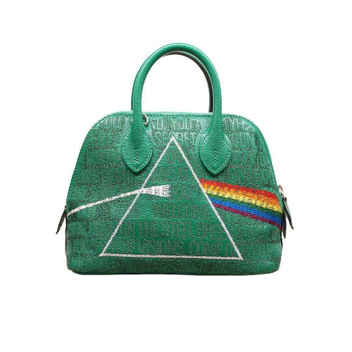 Hermes Green Embroidered Pink Floyd Album Mini Bolide Bag by JAY AHR