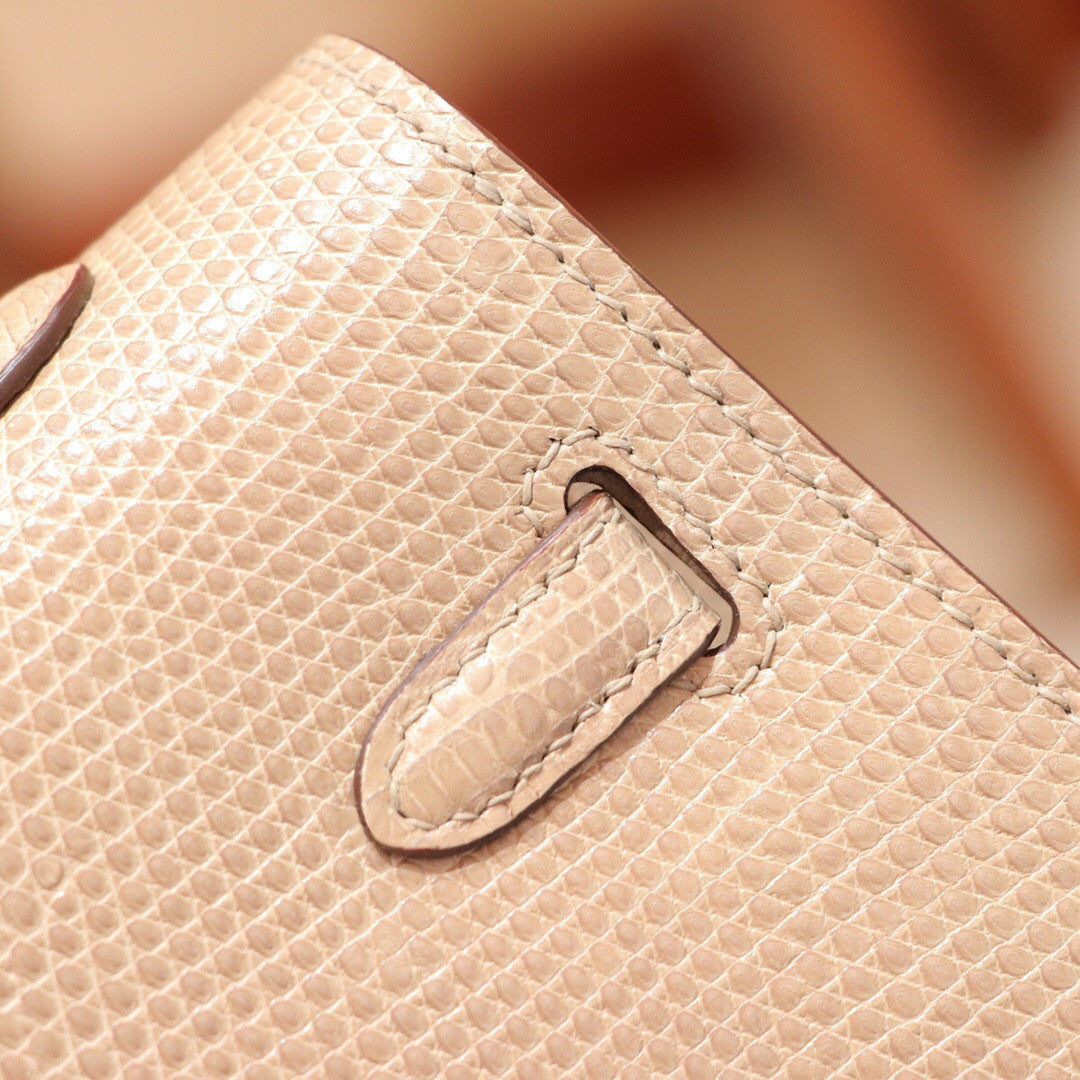Hermes Kelly 25 Bag Sellier Abricot  Lizard Palladium