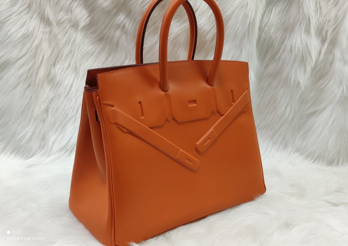 Hermes Shadow Birkin 25 Bag Orange Evercalf Limited Edition