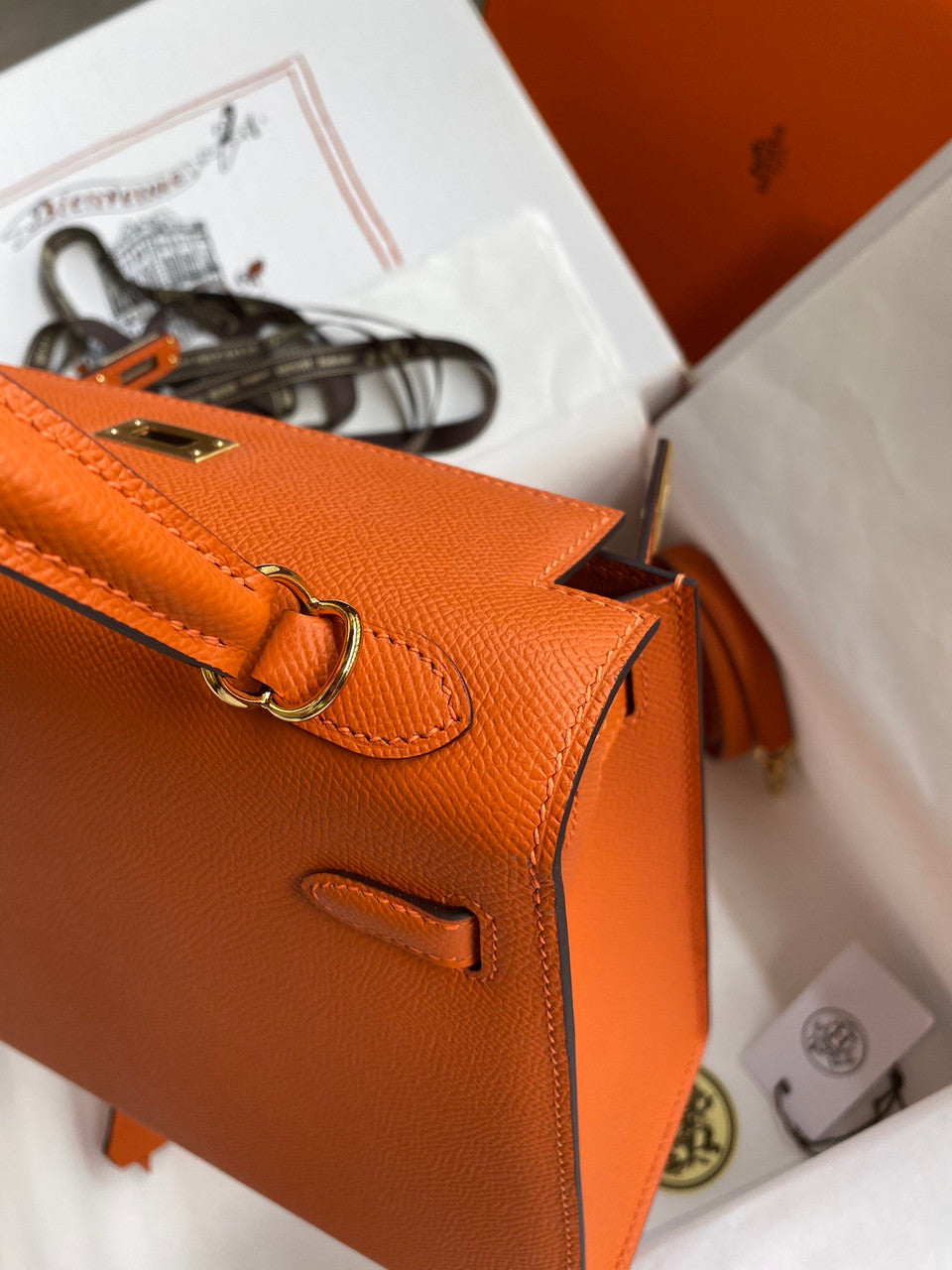 HERMES KELLY 28 SELLIER ORANGE EPSOM GOLD HARDWARE