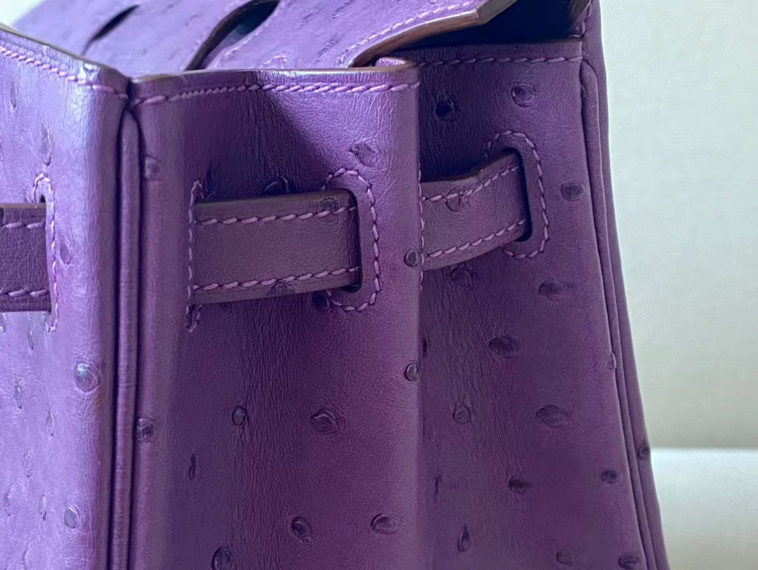 Hermes P9 Anemone Birkin Bag 25cm Ostrich Leather Gold Hardware