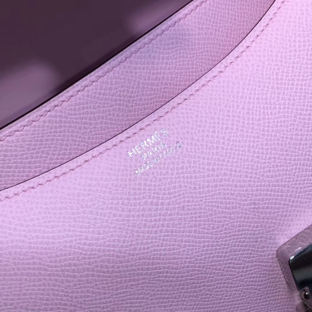 Hermes X9 Mauve Sylvestre  Constance 24 Epsom bag with Palladium Hardwares