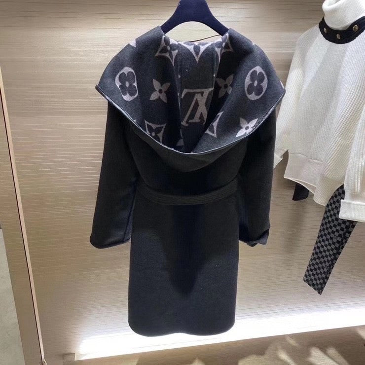 Louis Vuitton 1A82GO HOODED WRAP COAT WITH BELT