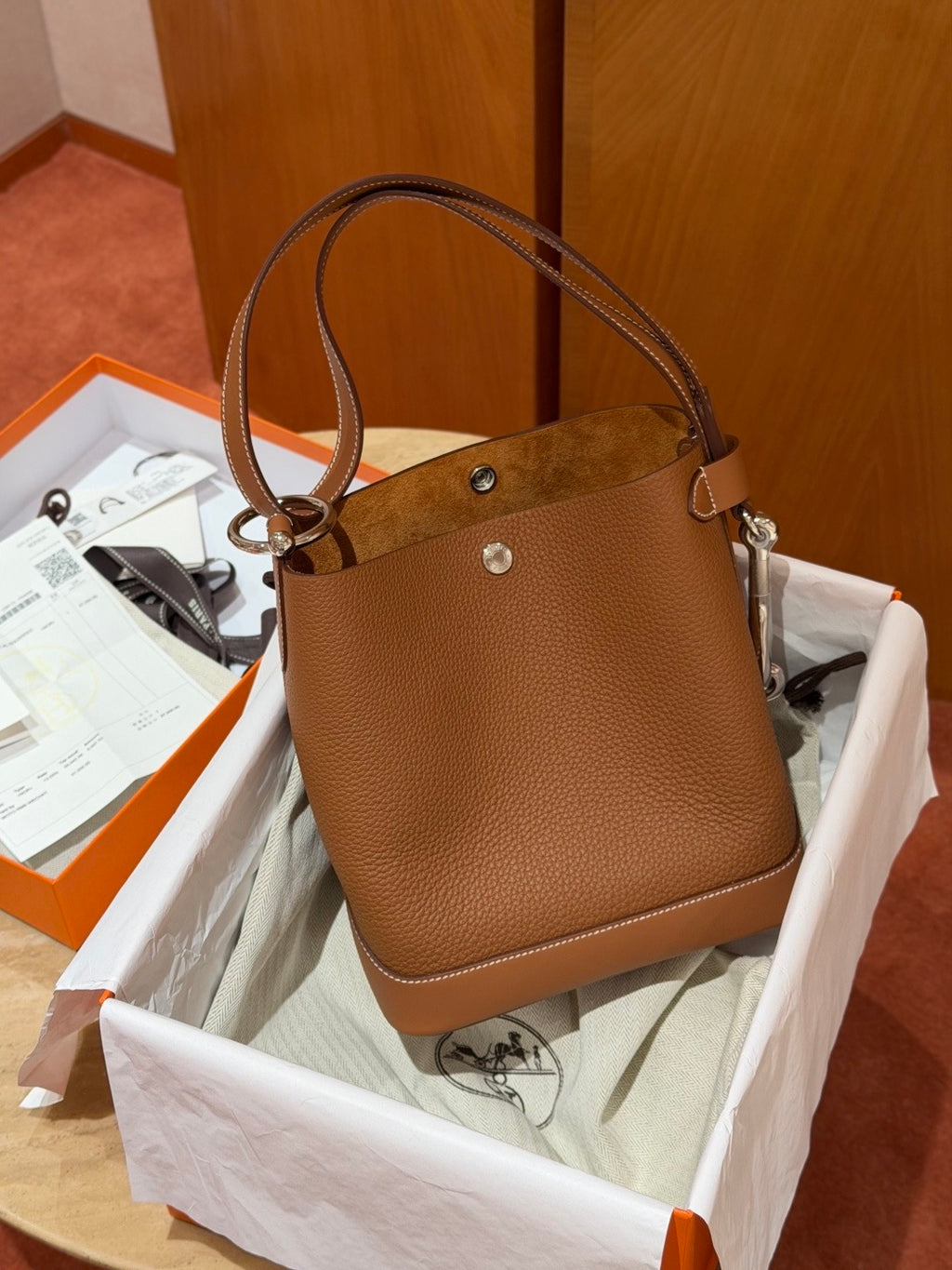 Hermès Double Longe Bucket Bag Gold