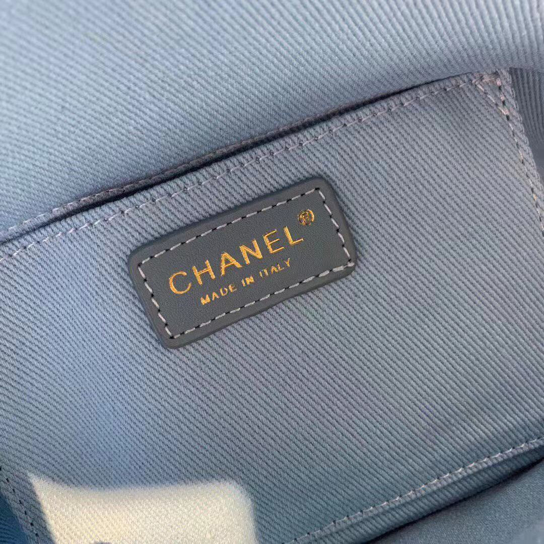 Chanel Coco Flap Bag Fringe Chevron Denim Small Light Blue