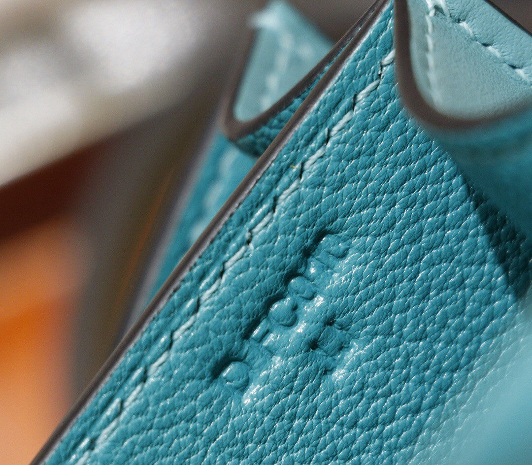 Hermes Special Order Constance Veau Doblis Suede 7F Blue Paon/R2 Blue Agate  19cm