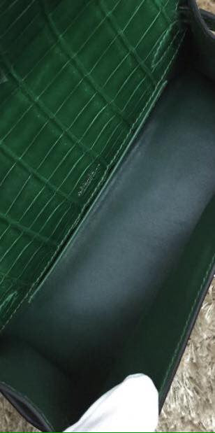 Hermes Cyprus SF067 Mini Kelly Pochette Gator Shine with Gold Hardware