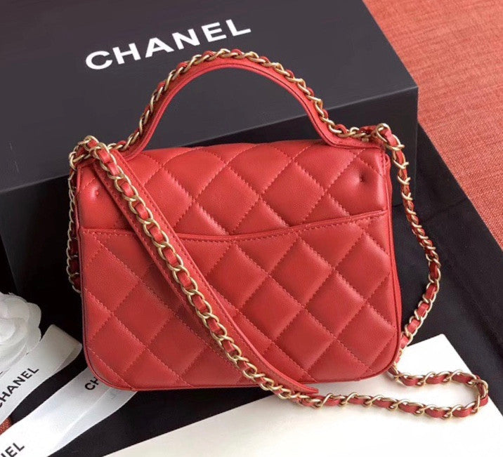 Chanel Flap Bag With Top Handle AS0970 Red