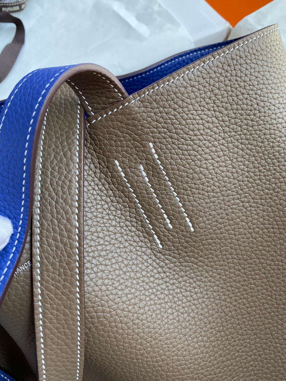 Hermes Double Sens Tote 30 Etoupe & Blue Electric