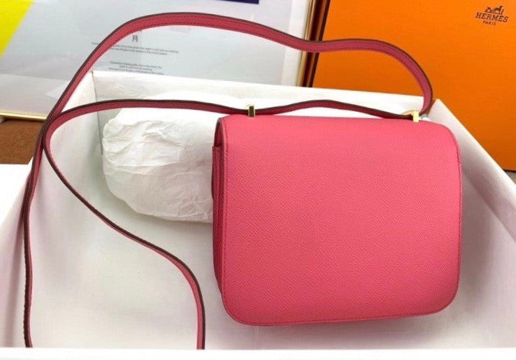 Hermes 8W Rose Azalee Constance Epsom leather 18cm Gold Hardware