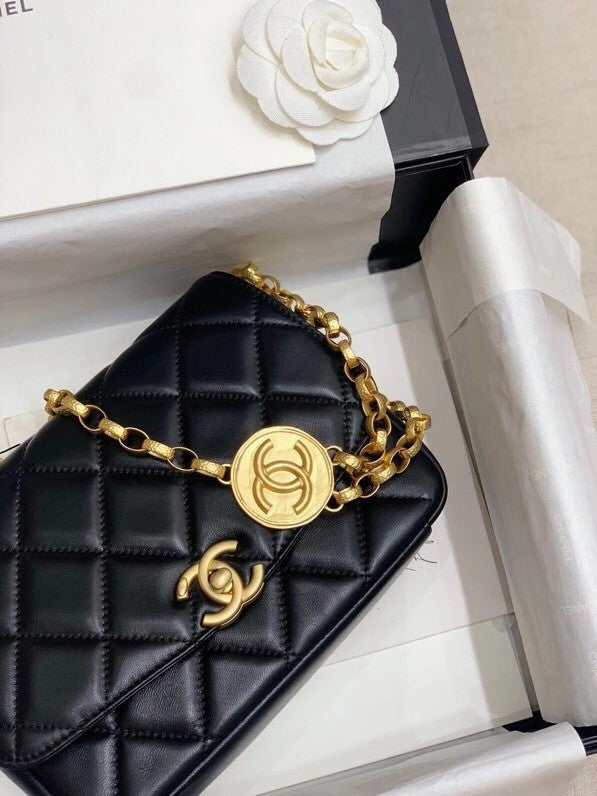 Chanel Flap Bag AS2222 with Gold Coin Charms