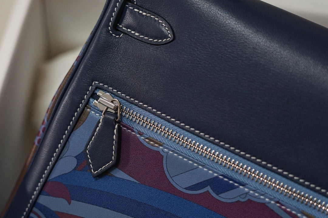 Hermès Kelly Lakis 32 Blue Swift  Palladium Hardware