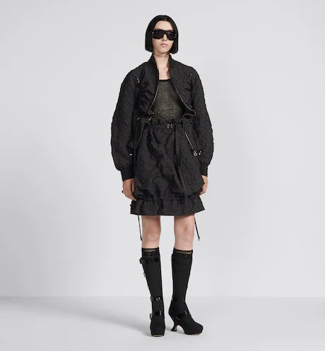 Christian Dior BOMBER JACKET Black Matte Cloqué-Effect Technical Fabric