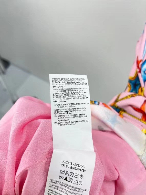 Versace TRÉSOR DE LA MER PRINT MIDI DRESS PINK