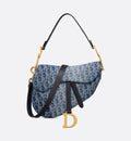 Christian Dior Saddle Bag with Strap  Blue Denim Dior Oblique Jacquard