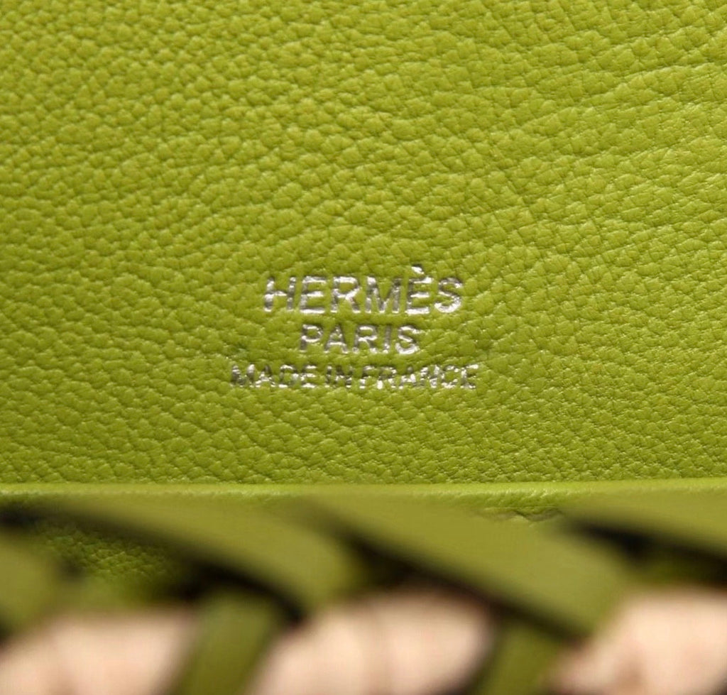 Hermes Limited Edition CK61 Green Picnic Kelly 35 Wicker Palladium Hardware