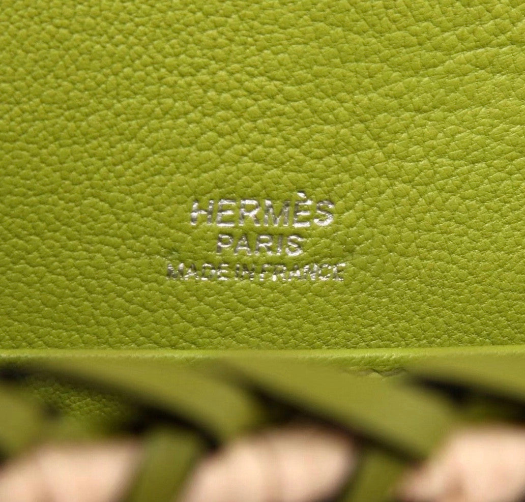Hermes Limited Edition CK61 Green Picnic Kelly 35 Wicker Palladium Hardware