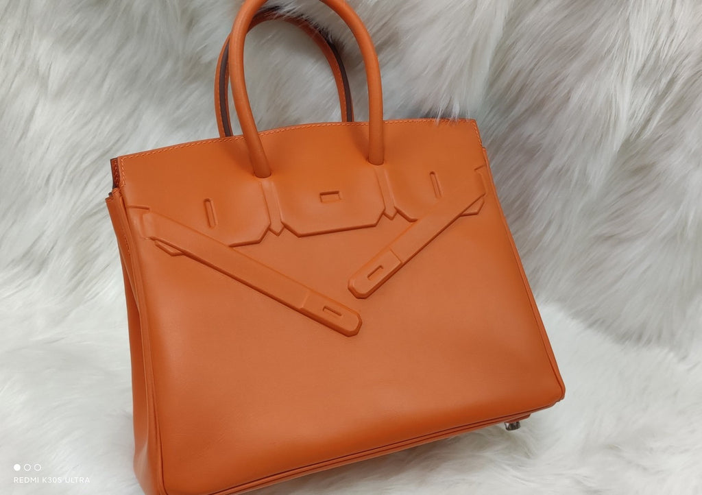 Hermes Shadow Birkin 25 Bag Orange Evercalf Limited Edition