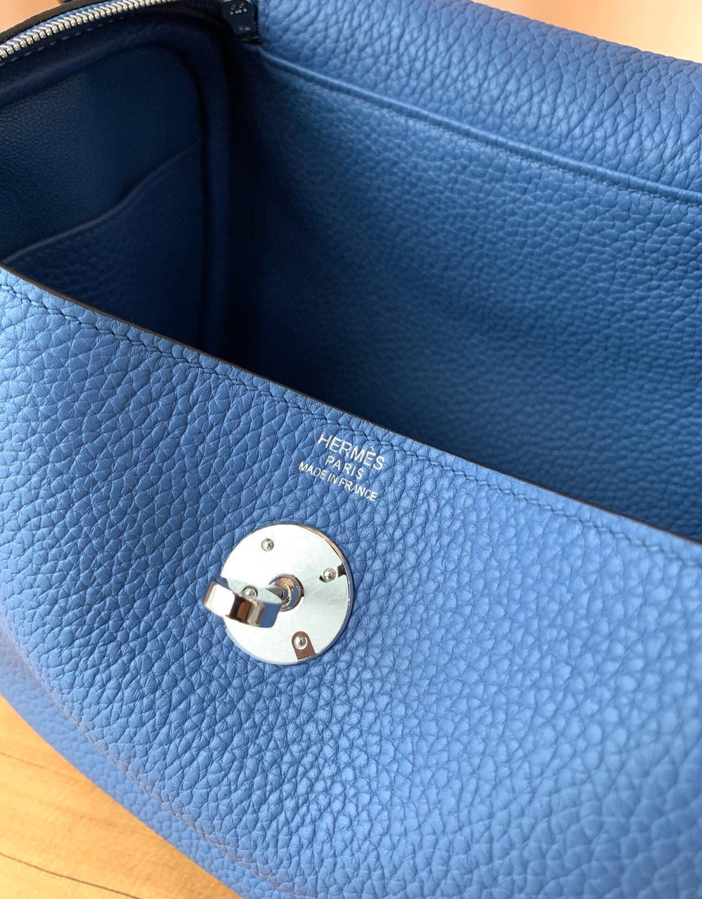 Hermes Lindy 75 Blue Jean  Togo Palladium Hardware