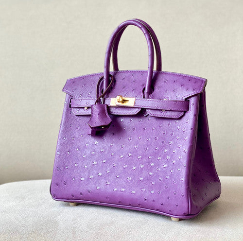 Hermes P9 Anemone Birkin Bag 25cm Ostrich Leather Gold Hardware