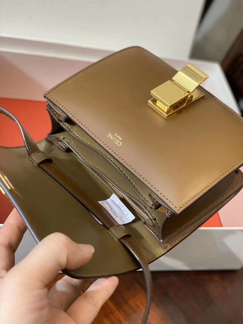 Celine SMALL CLASSIC BAG IN BOX CALFSKIN CAMEL