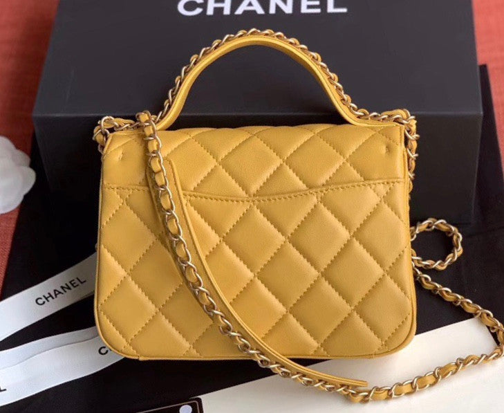 Chanel Flap Bag With Top Handle AS0970 Mustard