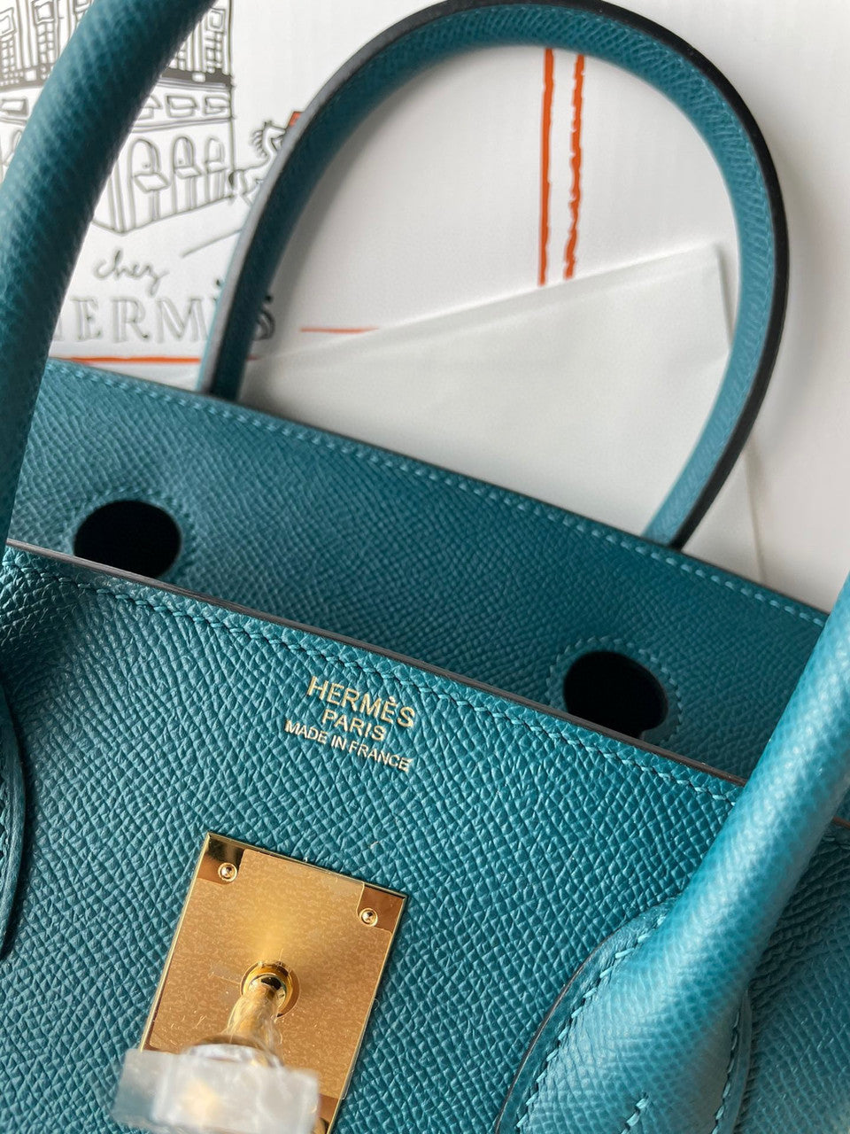 Hermès W0 Vert Bosphore Birkin 30 cm Epsom Leather Gold Hardware