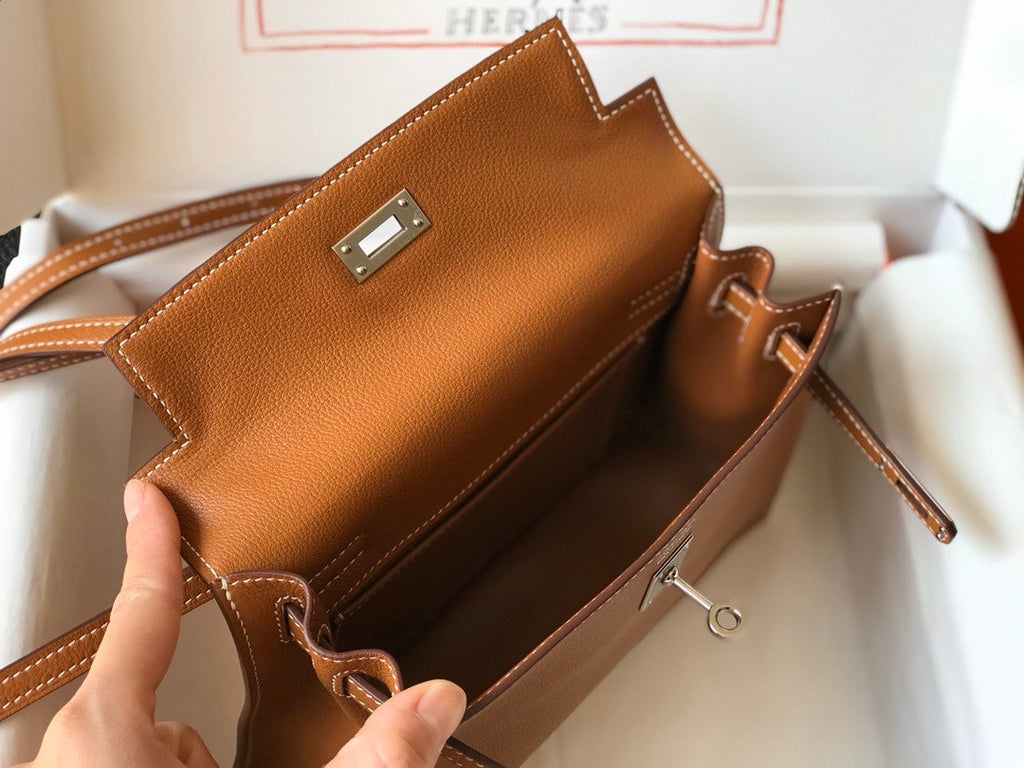 Hermes Gold Kelly Danse Bag Evercolour Leather Palladium Hardware