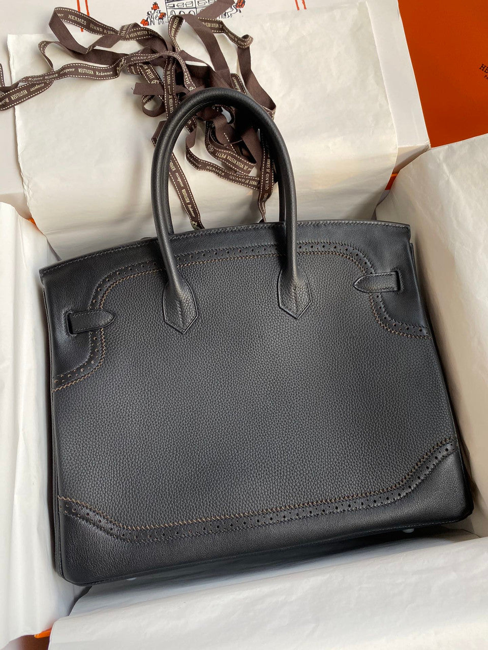 Hermes Limited Edition Black Ghillie Birkin 30cm Togo Palladium Hardware